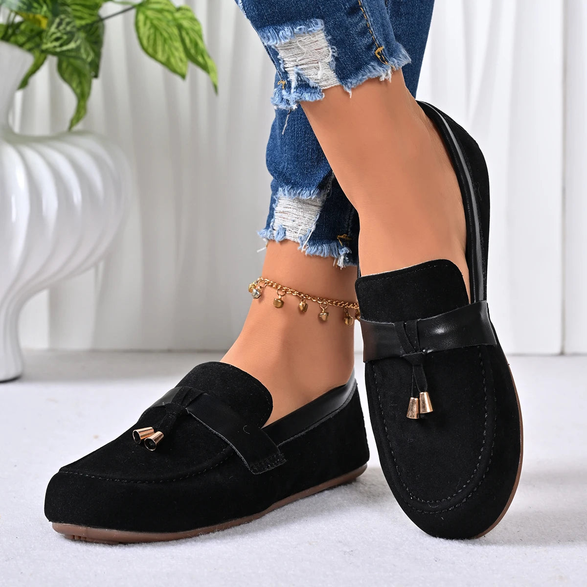 Women'S Non-Slip Casual Flat Shoes Spring and Autumn Solid Color Simple and Comfortable Low-Top Shoes plus Size Zapatos De Mujer