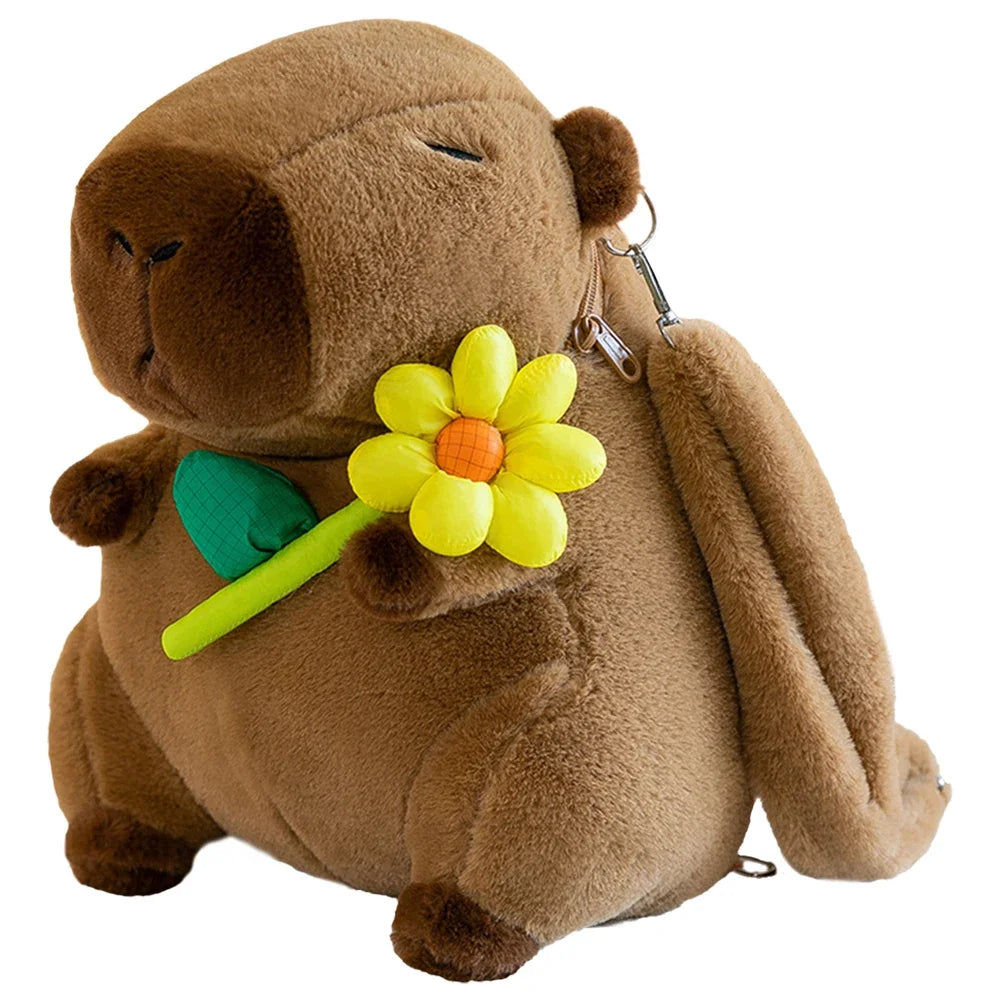 Cute Capybara Plush Backpack Funny Cartoon Capybara Shoulder Bag Student Fur Bag Plush Capybara School Bag for Kids