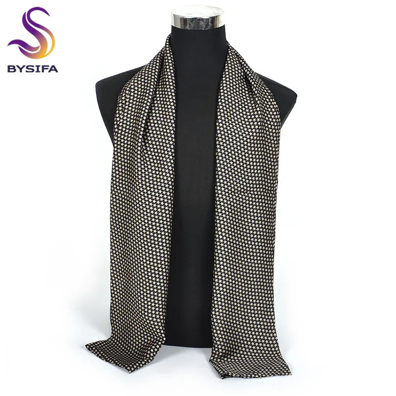 [] Winter Business Men Scarves New Brand Male Long Silk Scarf Cravat Double Faces Coffee Paisley Men Neck Scarf 170*30Cm