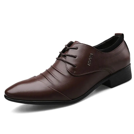 Classic Men Dress Shoes Lace-Up White Leather Shoes for Man plus Size Point Toe Business Casual Men'S Formal Shoes for Wedding