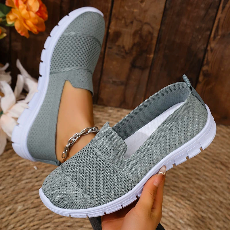 Women Sneakers Summer Mesh Breathable Sneakers Women Light Slip on Flat Platform Casual Loafers Anti-Slip Walking Women Shoes