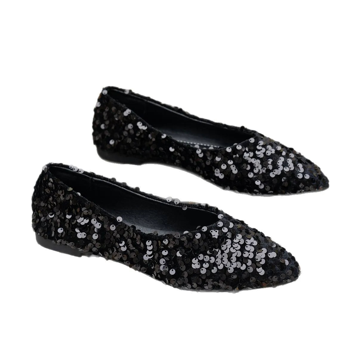 Sequin Designer Spring New Style Fashion round Toe Non-Slip Flat Shoes Casual Comfortable Shallow Mouth Women'S Loafers