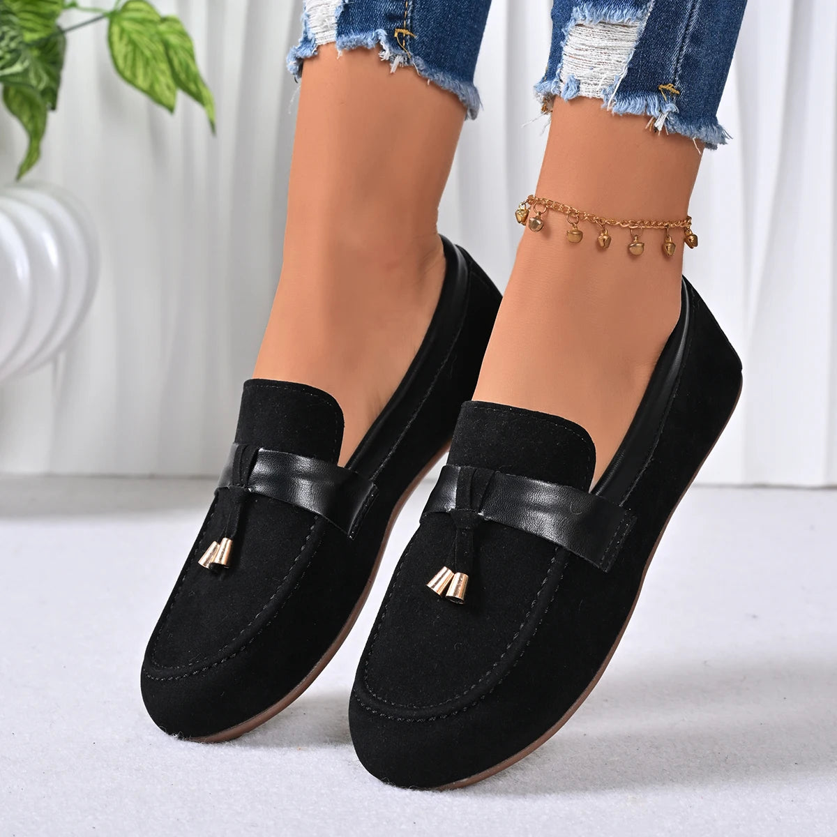 Women'S Non-Slip Casual Flat Shoes Spring and Autumn Solid Color Simple and Comfortable Low-Top Shoes plus Size Zapatos De Mujer