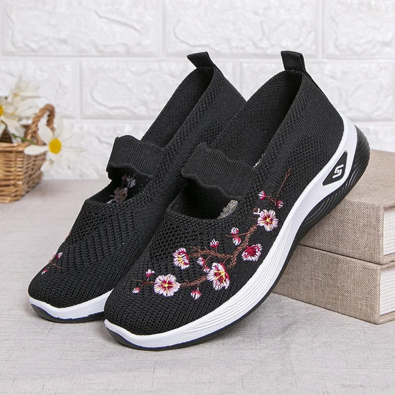 ​Women'S Shoes 2025 Summer Casual Sneakers Breathable Embroidered Chunky Sole Affordable Free Shipping​