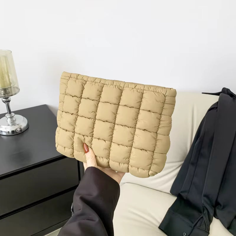 Wholesale Women Cosmetic Quilted Bag Square Makeup Storage Clutch Bags Simple Girl Lipstick Toiletry Organizer Small Handbag