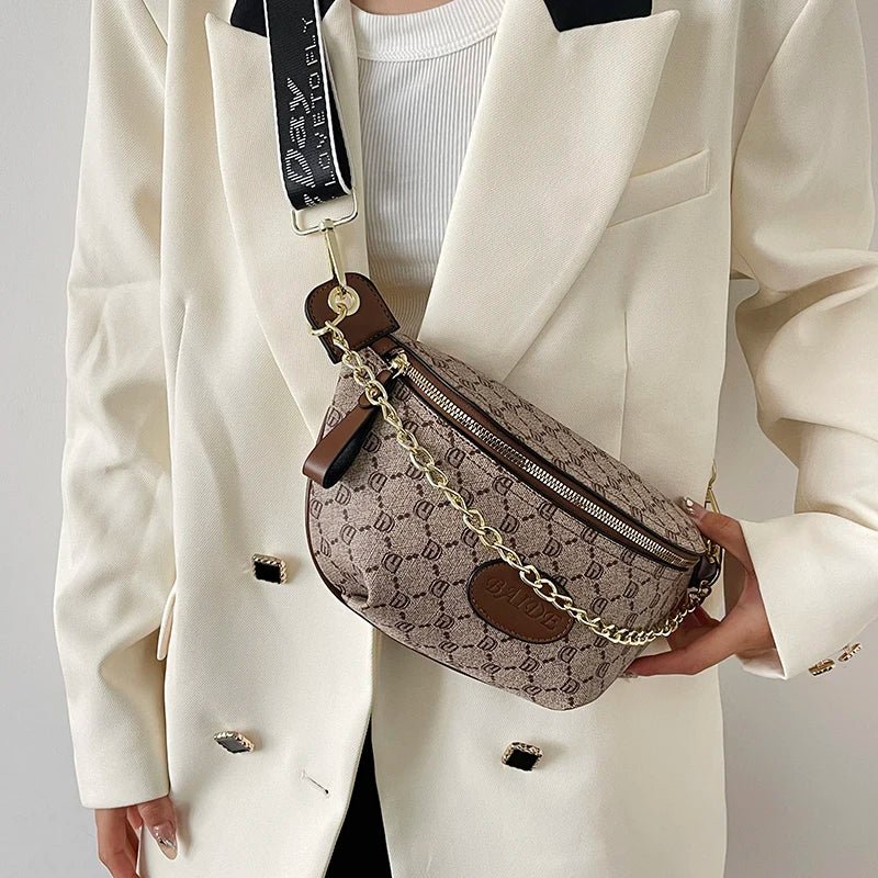 Fashion Chain Waist Bag for Women Luxury Designer Chest Bag Quality Leather Fanny Pack Phone Purse Female Shoulder Crossbody Bag