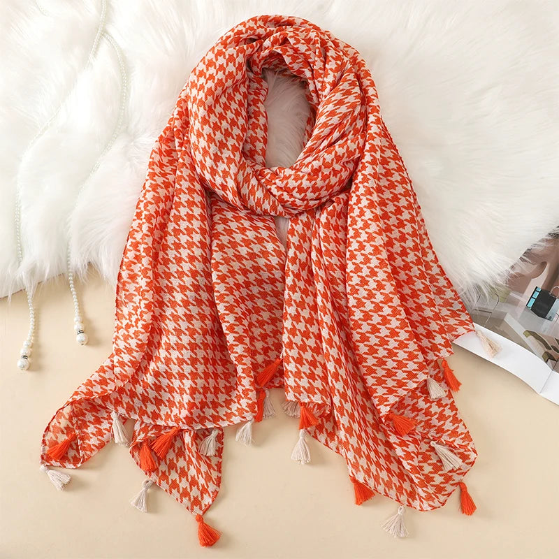 2023 Fashion Paisley Abstract Floral Tassel Viscose Shawl Scarf Lady High Quality Wrap Thin Pashmina Stole Muslim Hijab 180*90Cm
