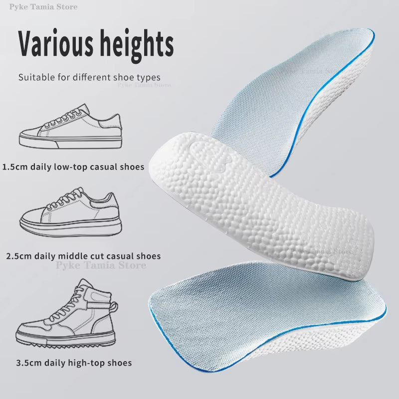 Height Increase Insoles Men Women Shoes Flat Feet Arch Support Orthopedic Insoles Sneakers Heel Lift Memory Foam Soft Shoe Pads