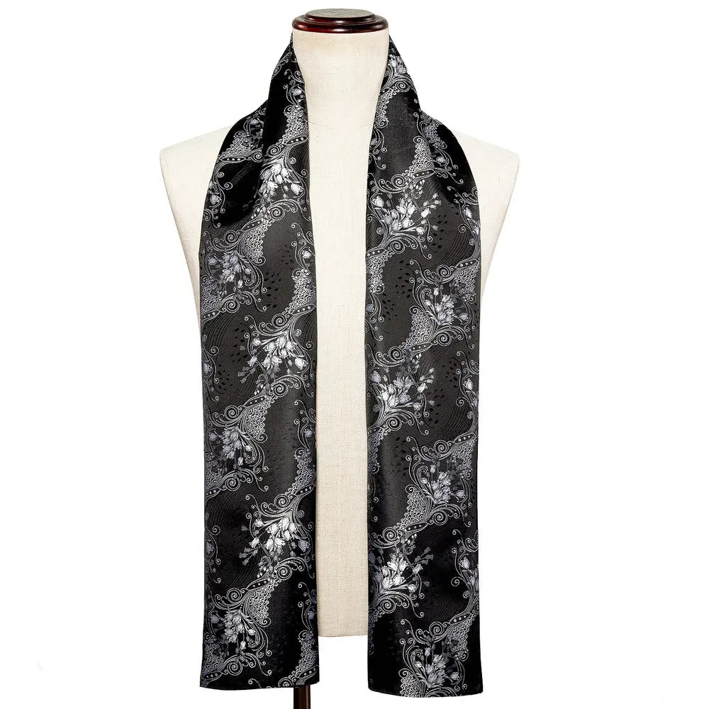 Jacquard Silk Mens Scarf Floral Paisley Stylish Burgundy Gold Green Red Blue Purple for Male Wedding Business Party