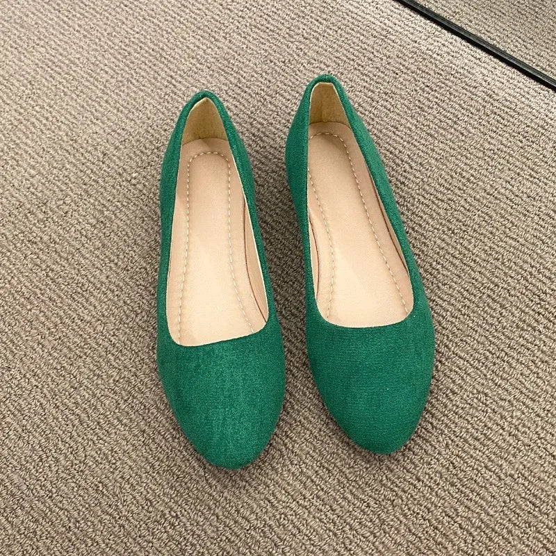 Fashion New Coat Solid Color Large Light Mouth Women'S Suede Comfortable Flat Shoes Women'S Zapatos De Mujer