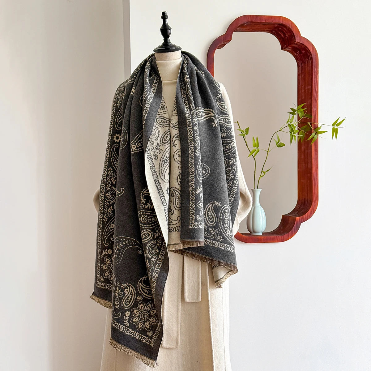 Luxury Winter Cashmere Scarf Women Design Warm Pashmina Blanket Poncho Scarves Female Paisley Print Shawl Thick Foulard Bufanda