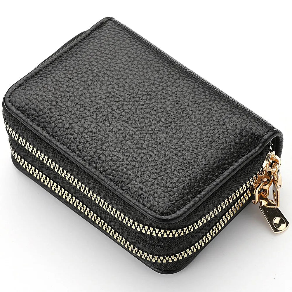 Women Zipper Short Style Purse Lychee Pattern Fashion Large Capacity Multi Card Slot Coin Purse with Zipper