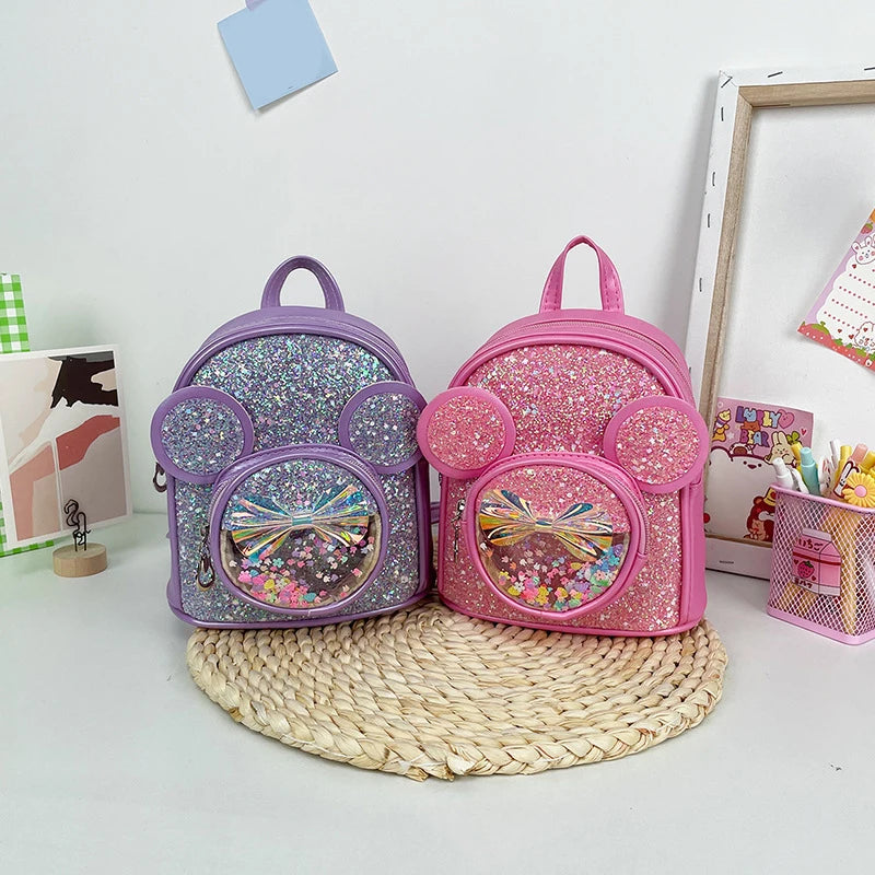 New Cute Children'S Bag Fashion Sequin Kindergarten Backpacks for Baby Girls Cartoon Casual Schoolbag Princess Bag Girls Gifts