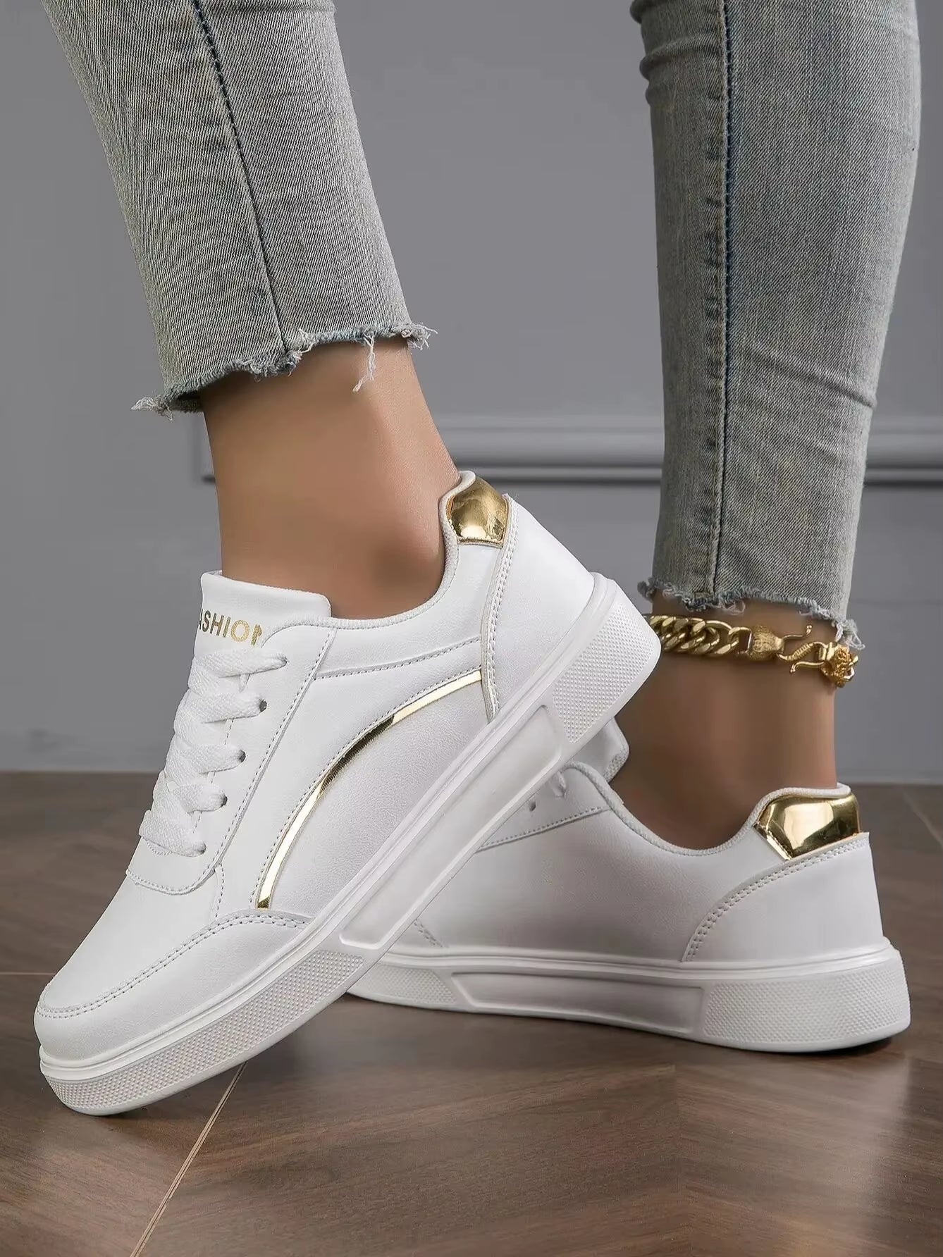 Baasploa Women Casual Sneakers Leather Platform Sneakers for Women Classics Comfort Skateboarding Shoes Non-Slip