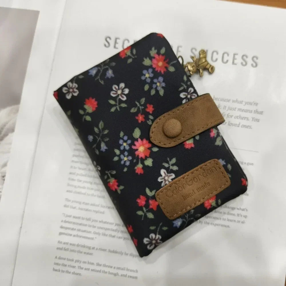 Women Cute Zipper Hasp Short Wallet PU Leather-Capacity Coin Purse Money Bag Frosted Printing ID Card Holder Girl Cute Clutch