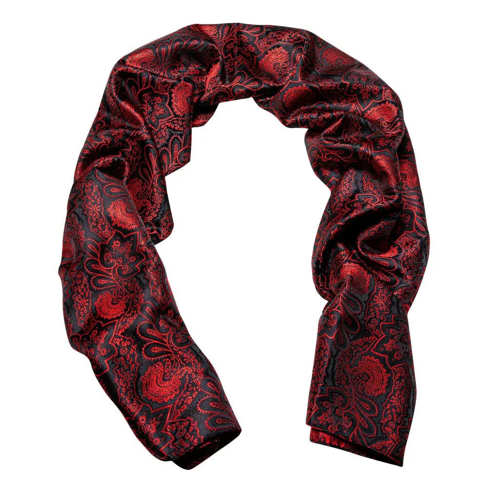 Jacquard Silk Mens Scarf Floral Paisley Stylish Burgundy Gold Green Red Blue Purple for Male Wedding Business Party