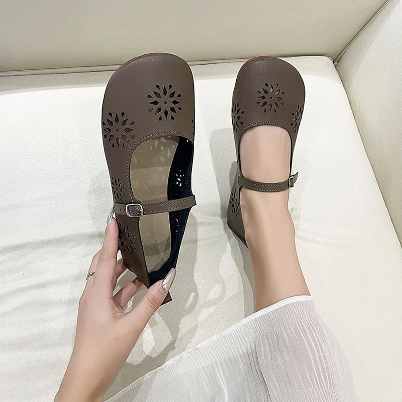 Spring and Autumn Barefoot Ballet Mary Jane Women'S Flat Soft Shoes Hollow Soft Sole Women'S Ballerina Mary Jean Shoes Loafers