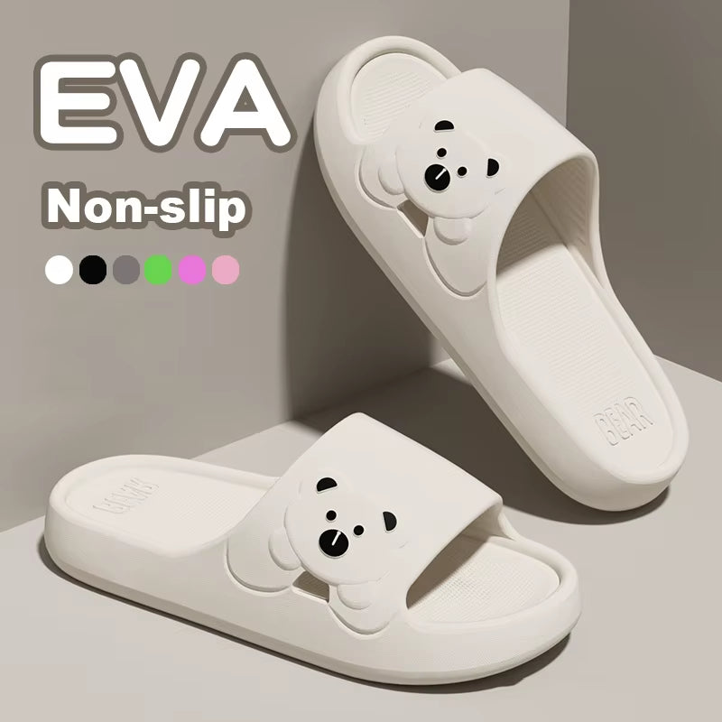 Fashion Women'S Slippers Indoor Soft Sole Cartoon Bear Slides Bathroom EVA Outdoor Men Summer Beach Flip Flops Shoes Couple