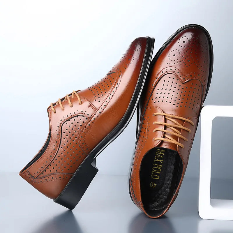 Shoes Men Leather Original New Men Wingtip Oxford Shoes Genuine Calfskin Leather Brogue Dress Shoes Classic Business Formal Shoe