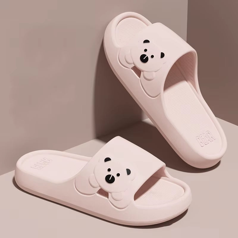 Fashion Women'S Slippers Indoor Soft Sole Cartoon Bear Slides Bathroom EVA Outdoor Men Summer Beach Flip Flops Shoes Couple