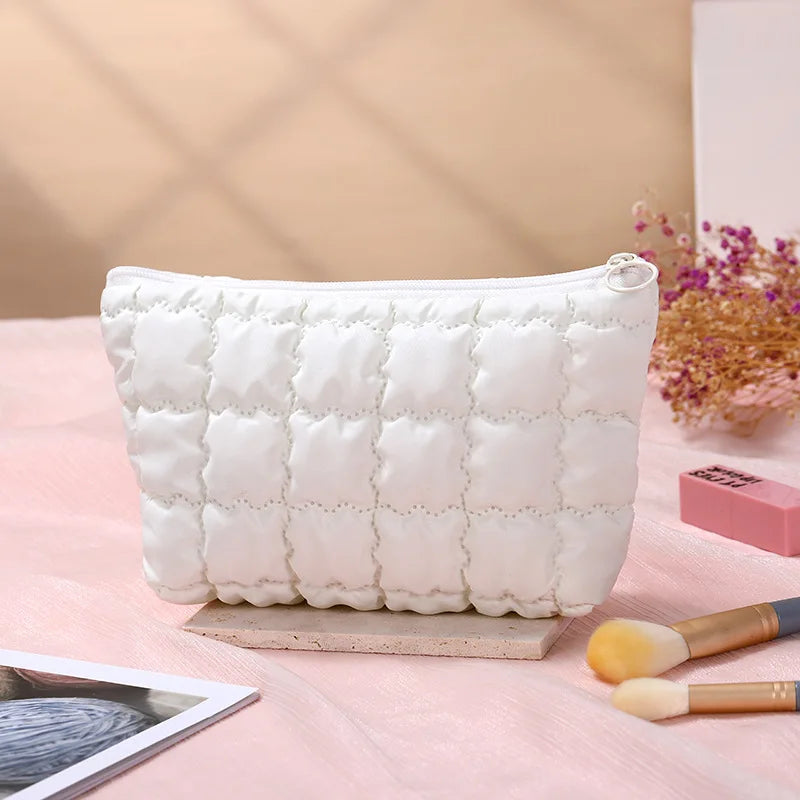 Fashion Women Bubble Cosmetic Handbag Travel Organizer Cloud Makeup Lipsticks Cotton Pouch Fashion Large Capacity Zipper Bag