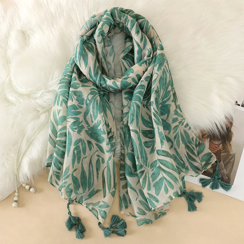 2023 Fashion Paisley Abstract Floral Tassel Viscose Shawl Scarf Lady High Quality Wrap Thin Pashmina Stole Muslim Hijab 180*90Cm