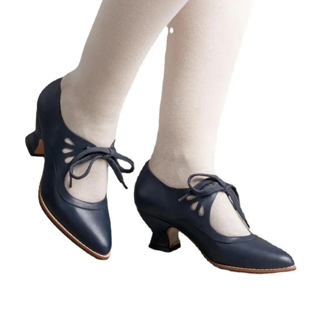 New European and American Hollow Out High Heel Shoes for Women Lace up Large Casual Shoes Women Shoes Zapatos De Mujer2023