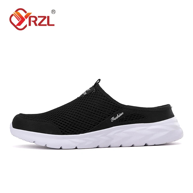 Mens Half Slippers Summer Breathable Mesh Mens Shoes Outdoor Casual Walking Shoes Large Flat Light Mesh Slippers Sandals