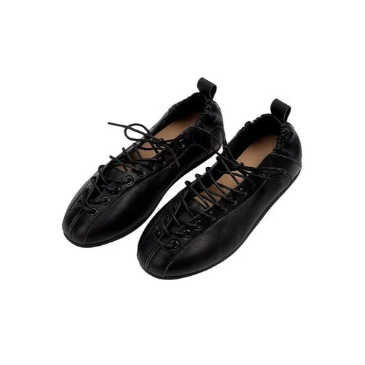 Women'S 2026 Spring Elegant French Lace-Up Woven Cutout Elasticated Flat Sneakers