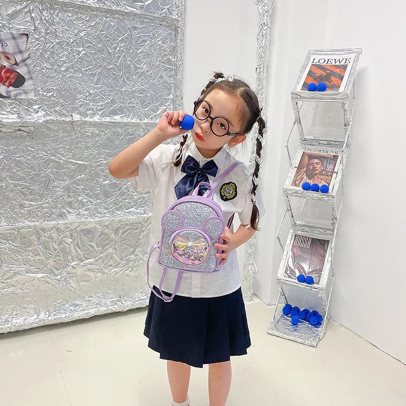 New Cute Children'S Bag Fashion Sequin Kindergarten Backpacks for Baby Girls Cartoon Casual Schoolbag Princess Bag Girls Gifts