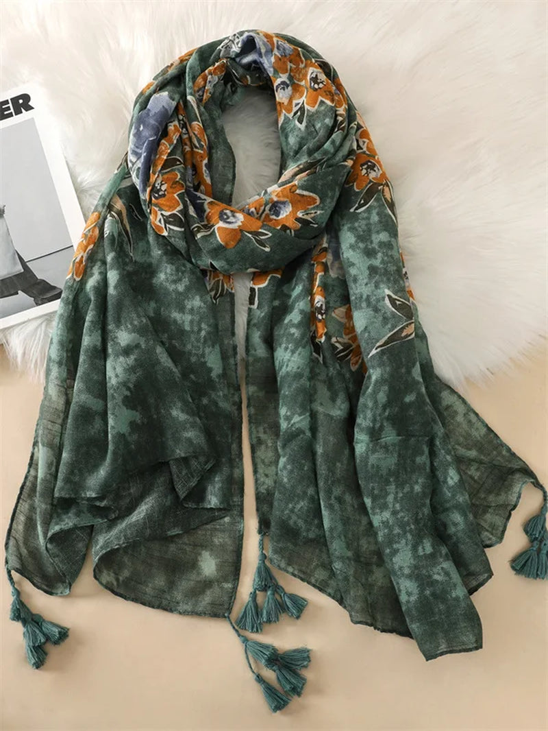2023 Fashion Paisley Abstract Floral Tassel Viscose Shawl Scarf Lady High Quality Wrap Thin Pashmina Stole Muslim Hijab 180*90Cm