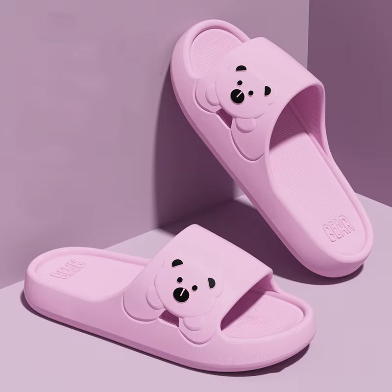 Fashion Women'S Slippers Indoor Soft Sole Cartoon Bear Slides Bathroom EVA Outdoor Men Summer Beach Flip Flops Shoes Couple