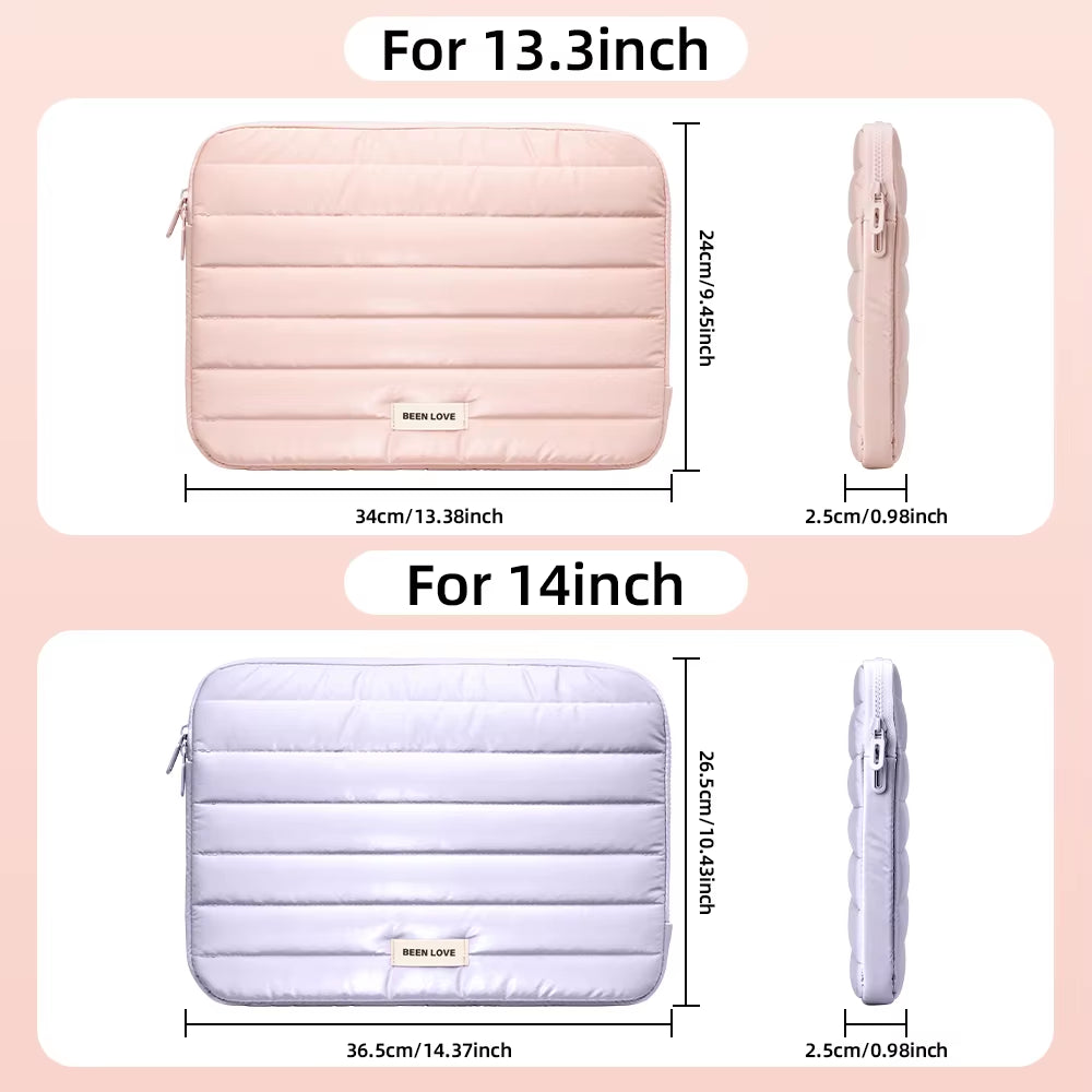 13/14 Inch Puffy Laptop Sleeve Cover Bag for Laptop Cover for Macbook Air Ipad Pro Tablet Pouch Bag Fashion Notebook Soft Case