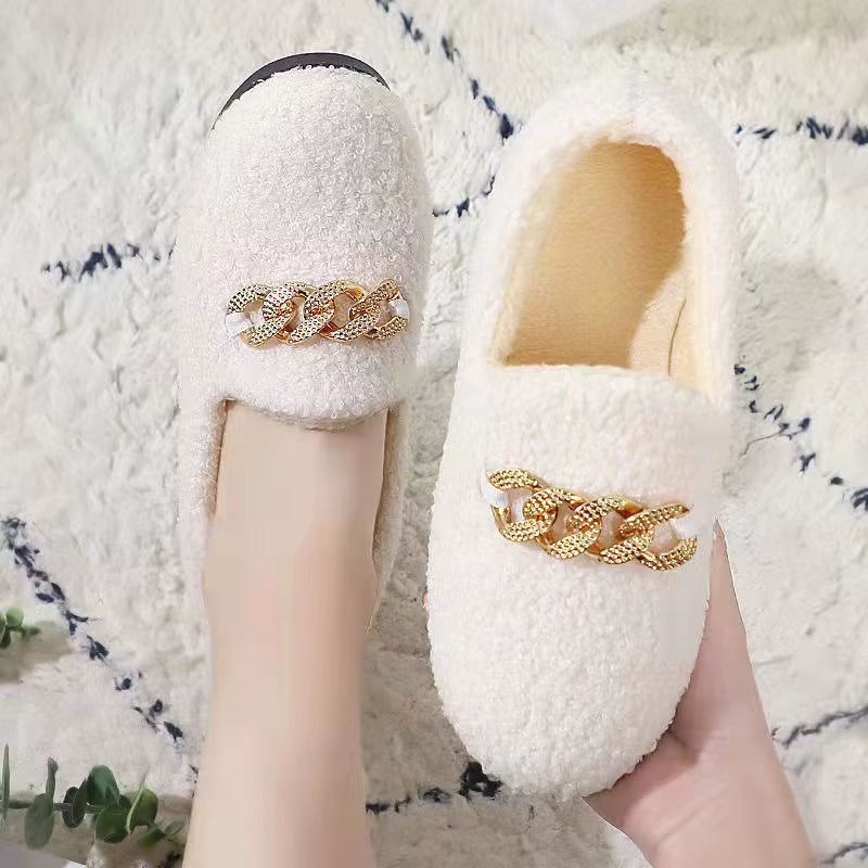 Womens Slippers Warm Short Plush Lining House Shoes Moccassins Slip on Fashion Lady Flats Loafers Non Slip 2023