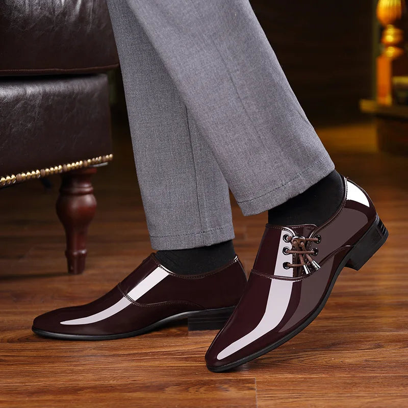 Classic Patent Leather Shoes for Men Business Men'S Dress Shoes Fashion Elegant Oxfords Shoes Men'S Wedding Party Shoe 2025 New