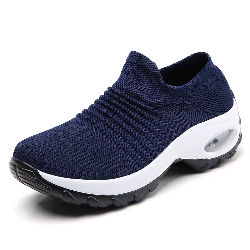 Women'S Walking Trainers Fashion Fly Weaving Sock Sneakers Breathable Comfortable Nursing Shoes Casual Platform Loafers Non-Slip