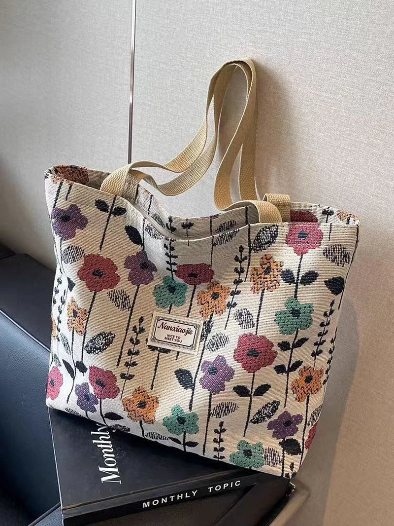 Large Capacity Niche Single Shoulder Bag for Women, Ins Style Canvas Bag, Tote Bag for Class, Commuting Bag