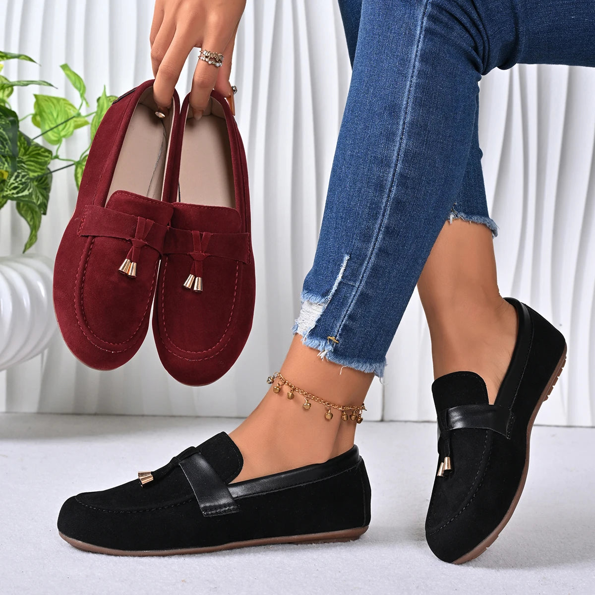 Women'S Non-Slip Casual Flat Shoes Spring and Autumn Solid Color Simple and Comfortable Low-Top Shoes plus Size Zapatos De Mujer