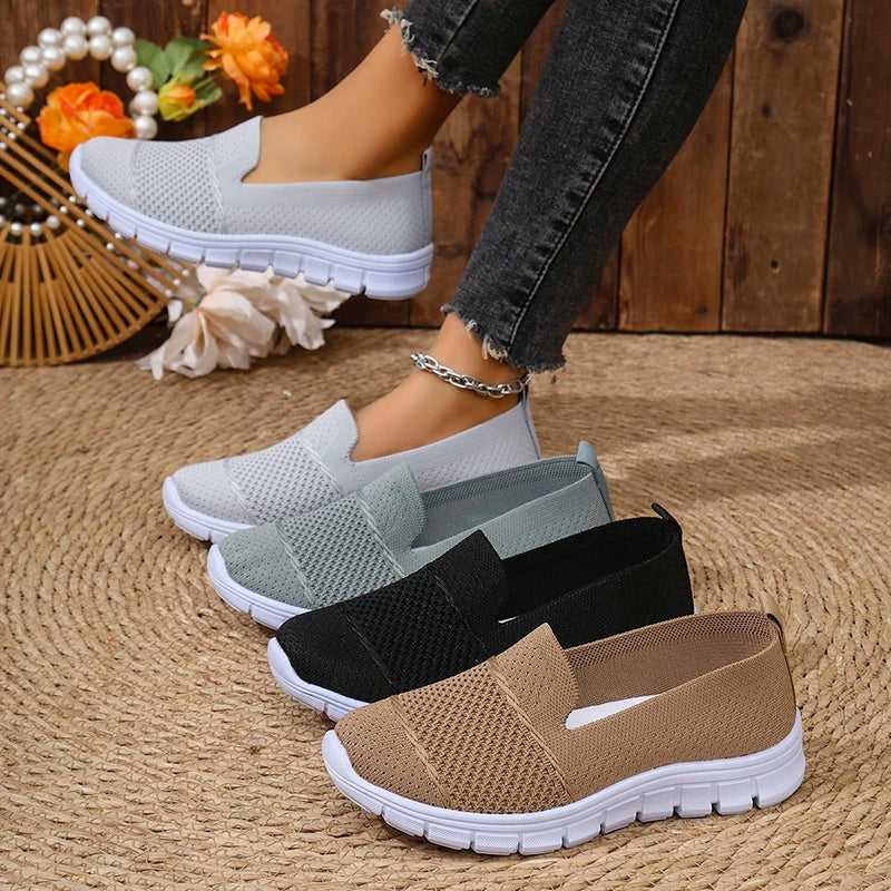 Women Sneakers Summer Mesh Breathable Sneakers Women Light Slip on Flat Platform Casual Loafers Anti-Slip Walking Women Shoes