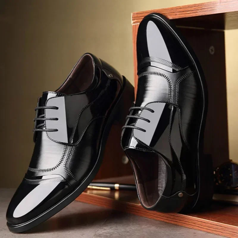 New Leather Shoes Men Lace up Formal Dress Shoes Luxury Business Oxford Male Office Wedding Dress Shoes Footwear Mocassin Homme