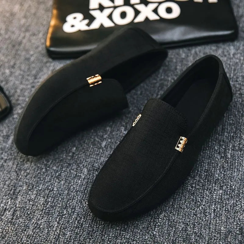 Men'S Loafers Classics Business Office Shoes Breathable Canvas Shoes Casual Driving Shoes Moccasins Walking Flats Large Size 48