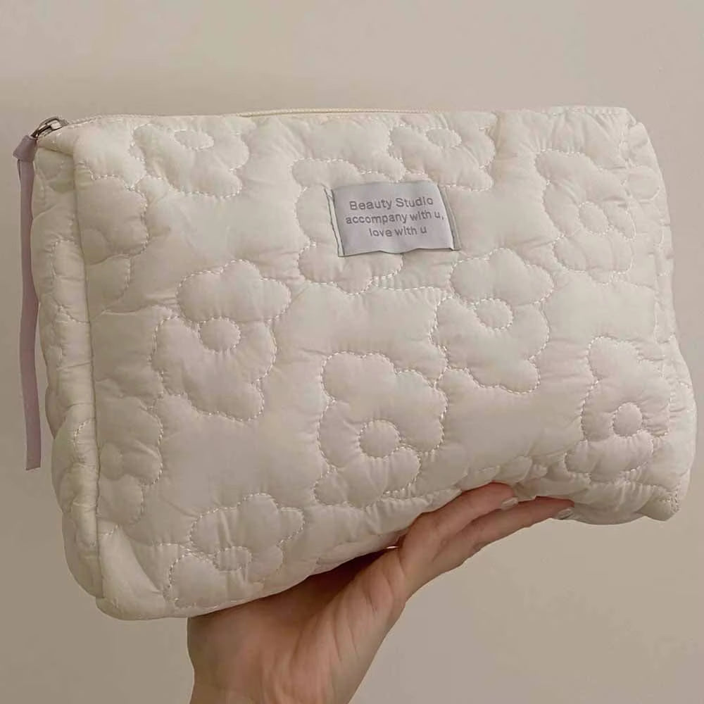 Soft Flower Pattern Cosmetic Bag Portable Makeup Packaging Display Storage Organizer Large Capacity Female Travel Wash Pouch