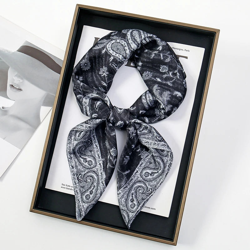 Luxury Silk Scarf 70*70Cm Square Retro Paisley Print Women Shawl Headband Small Hair Scarves Female Handkerchief Hijab