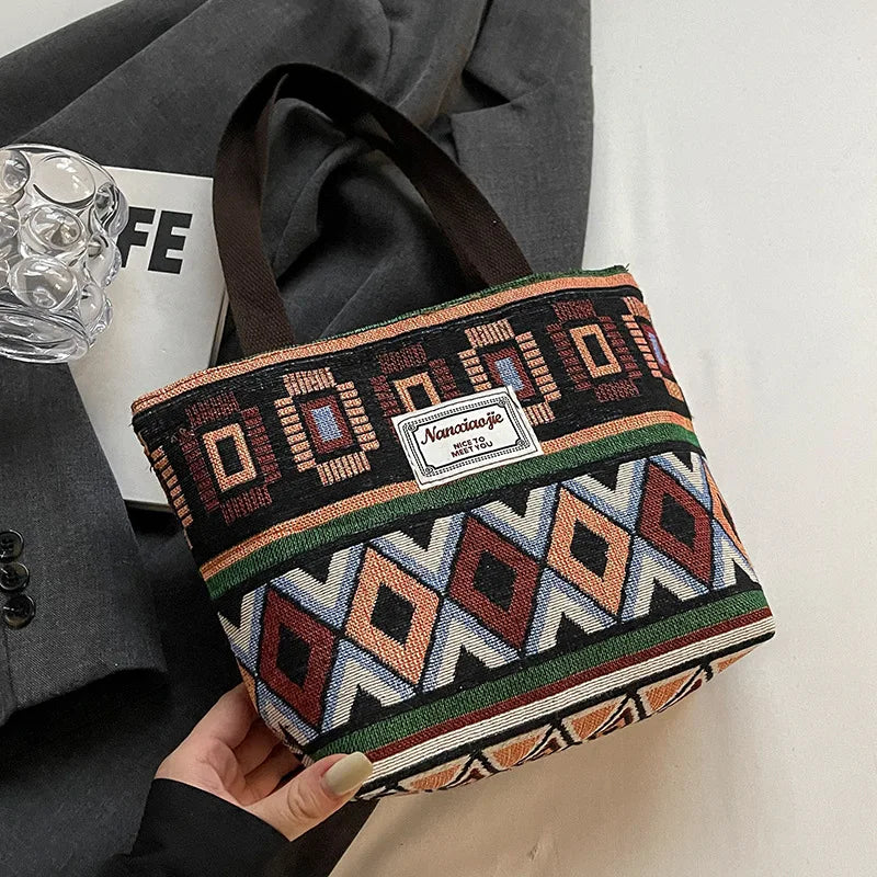 Large-Capacity Canvas Women'S Tote Bag Retro Versatile Single-Shoulder Commuting Mommy Handbag Designer Bucket Bag 2025