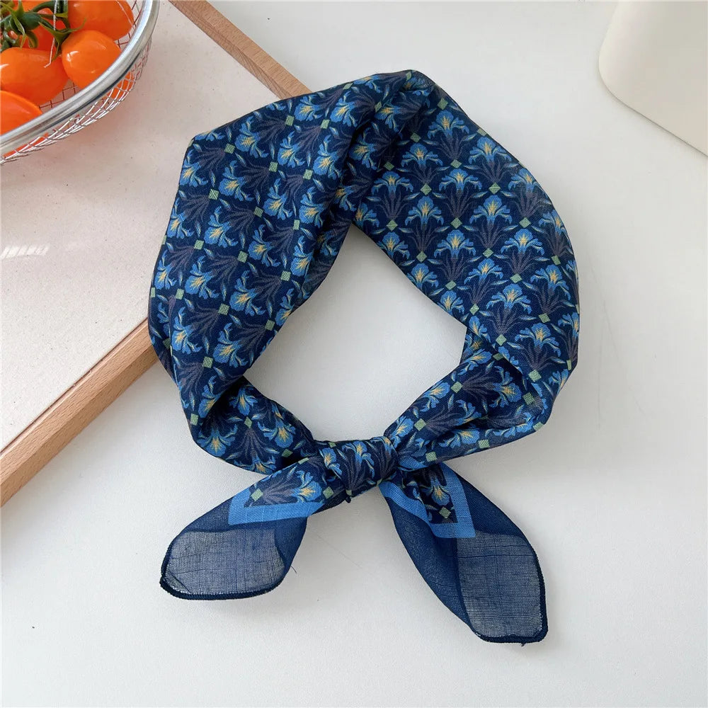 Fashion Women Printing Cotton Linen Small Square Scarf Summer Scarf Women'S Versatile Paisley Scarf Head Band Hair Accessories