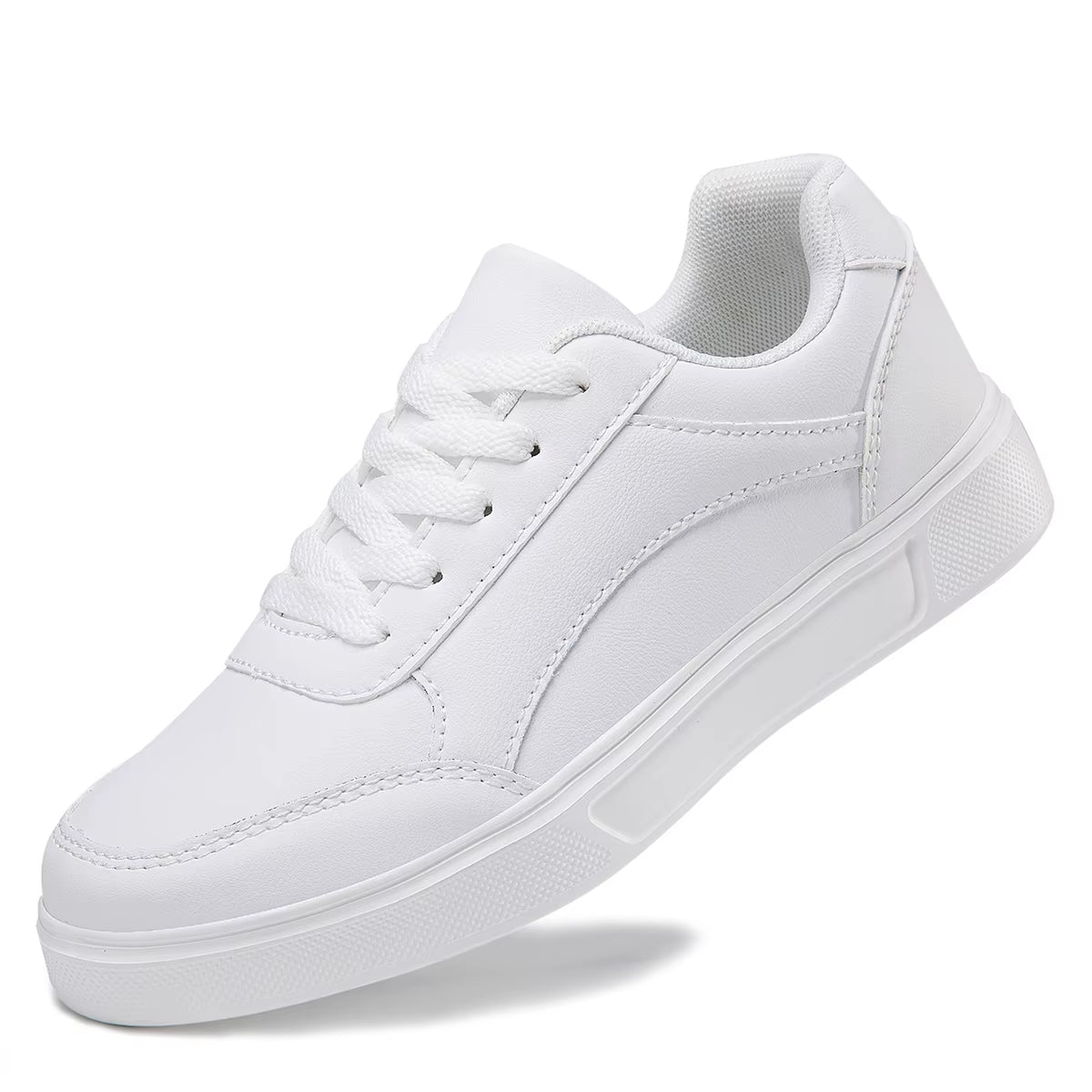 Baasploa Women Casual Sneakers Leather Platform Sneakers for Women Classics Comfort Skateboarding Shoes Non-Slip