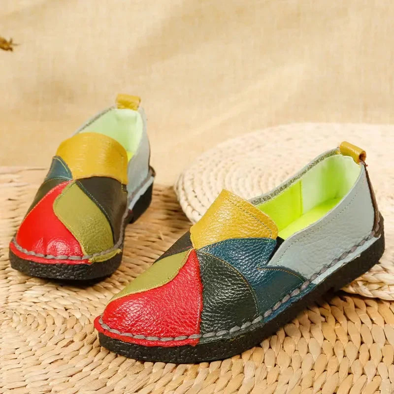 Mixed Color Women Loafers Retro Women Flat Shoe Soft Ladies Slip-Ons Patchwork Women Moccasins Large Size 43 Rasteiras Femininas