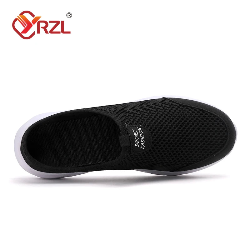 Mens Half Slippers Summer Breathable Mesh Mens Shoes Outdoor Casual Walking Shoes Large Flat Light Mesh Slippers Sandals