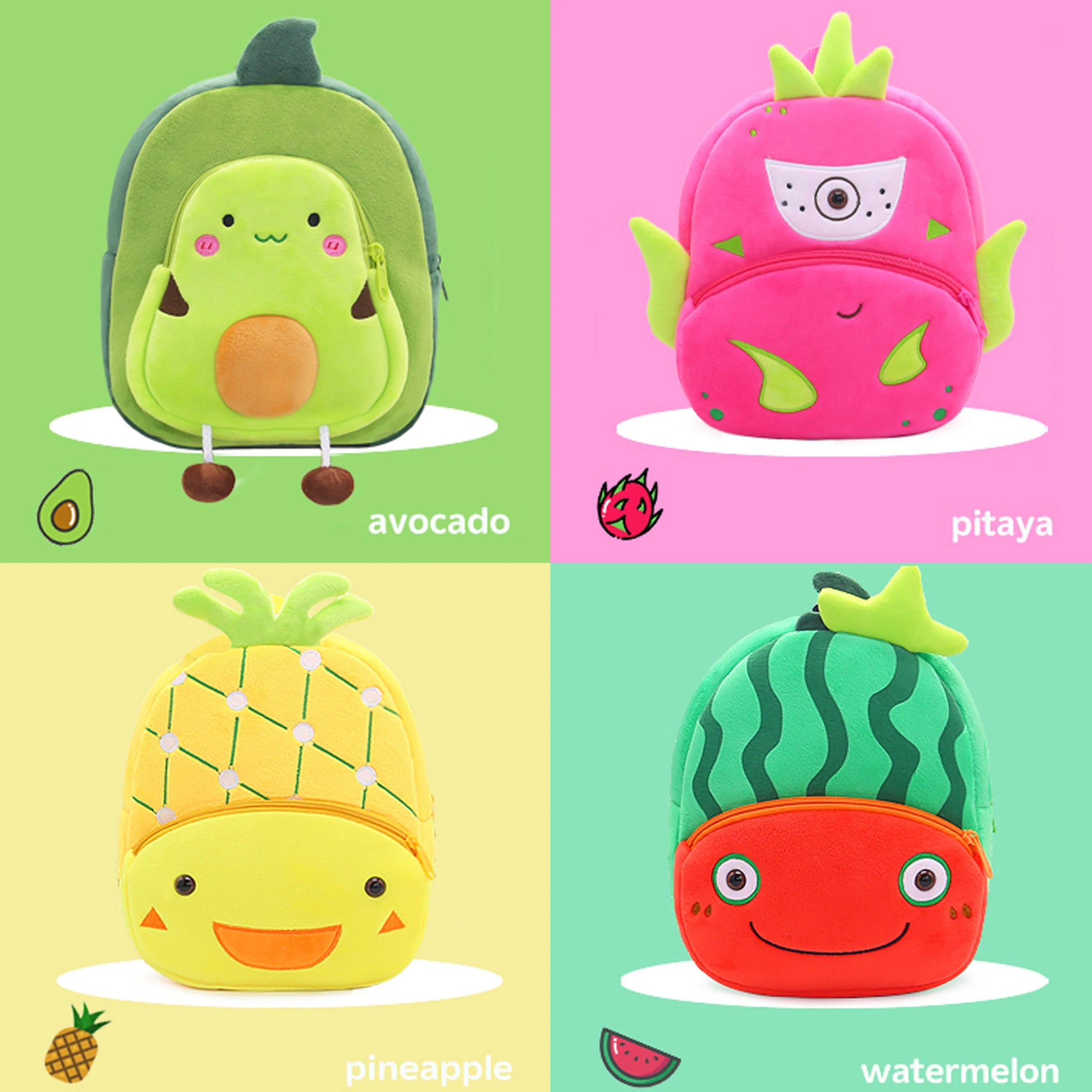 Cute Cartoon Fruit Backpack Childrens Plush Backpack Boys and Girls' Casual Mini Backpack
