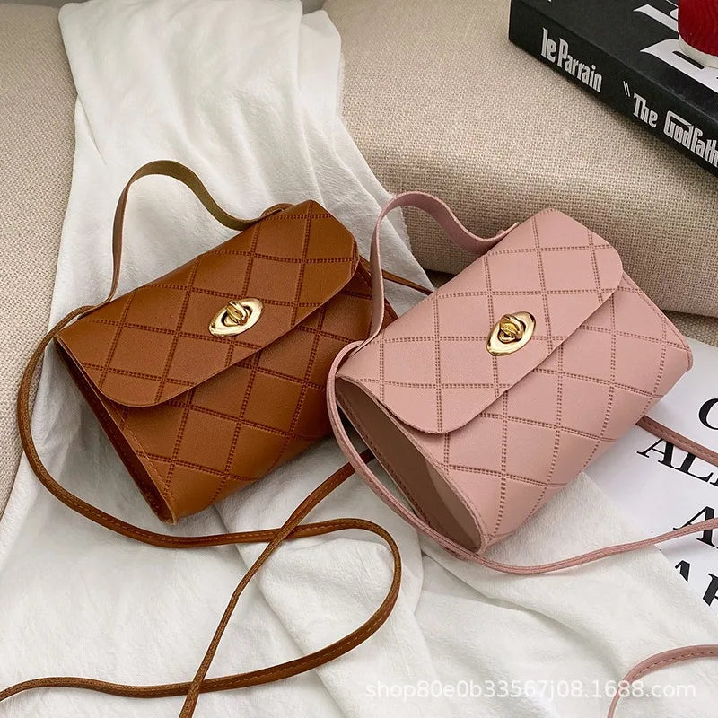 Rhombus Striped Square Bag Women Handbags2025 Korean Version Handbag Foreign Trade Wholesale Fashion Bag